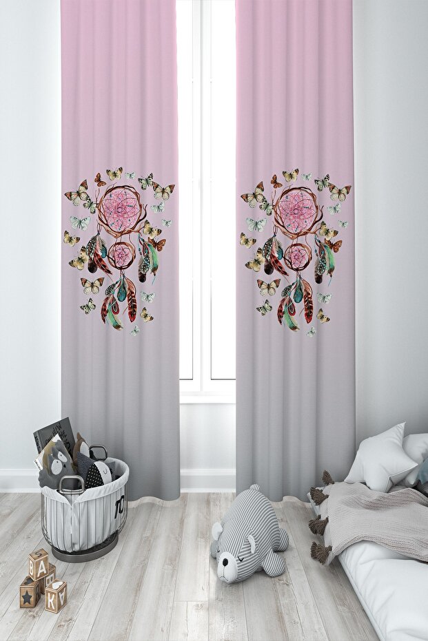 Children's Room Butterflies and Feathers Dream Hunter Wing Background Curtain