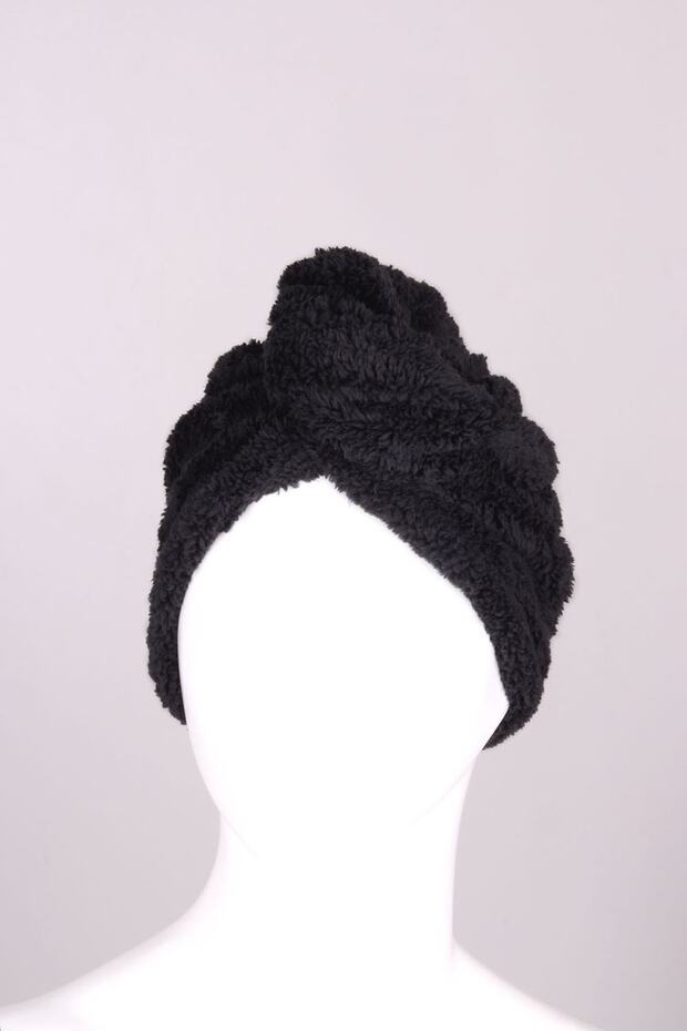 Microfiber Buttoned Hair Drying Towel Cap - 2