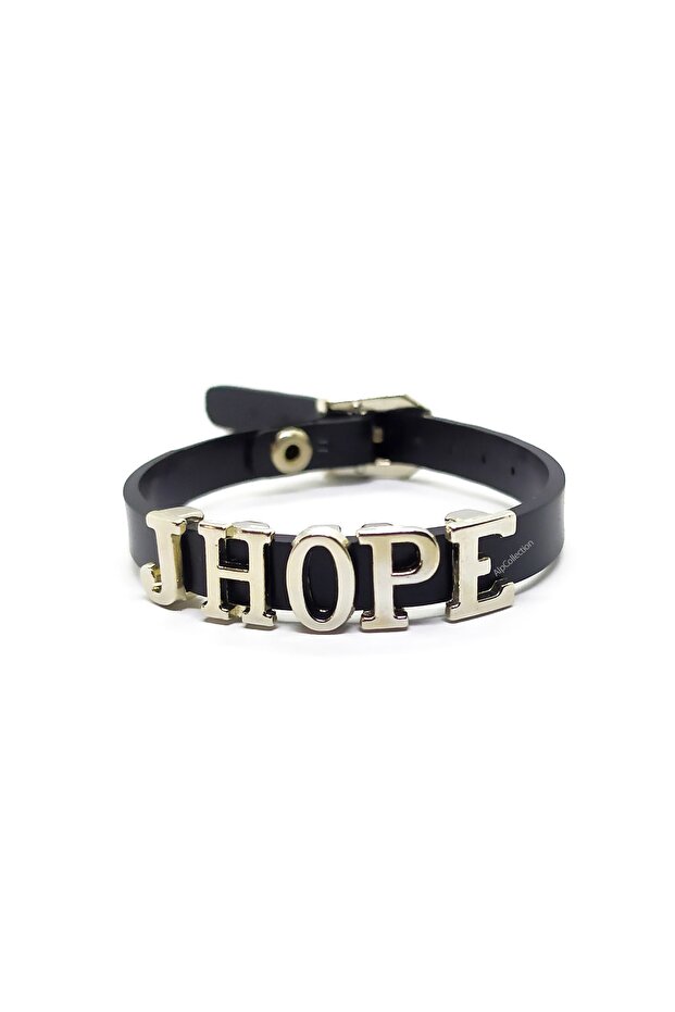 Black Jhope Bts Army Faux Leather 21 Cm Adjustable Bracelet