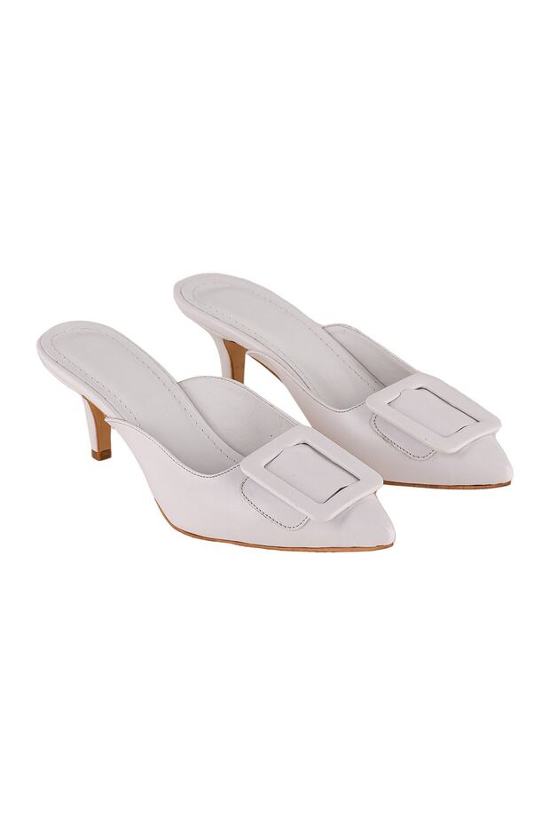 White High Heeled Women's Slippers