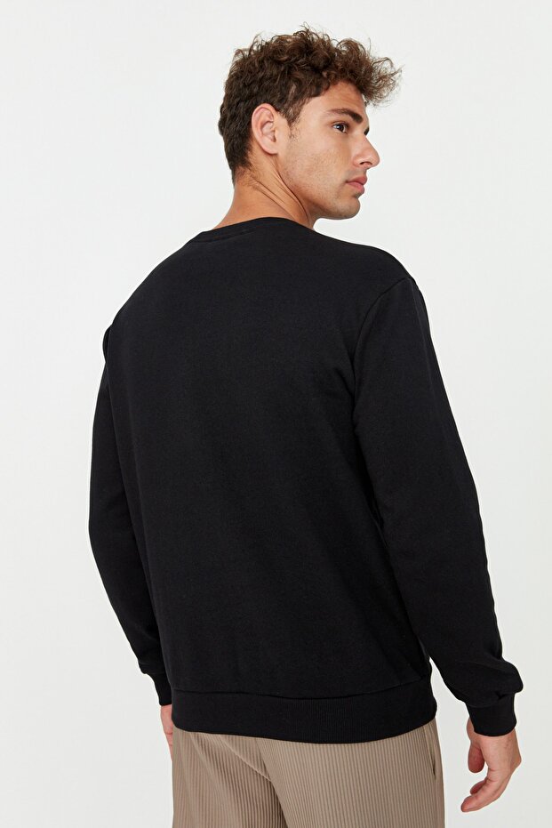 Siyah Regular/Normal Kesim İçi Polar/Sıcak Tutan Sweatshirt TMNAW21SW1208 - 13