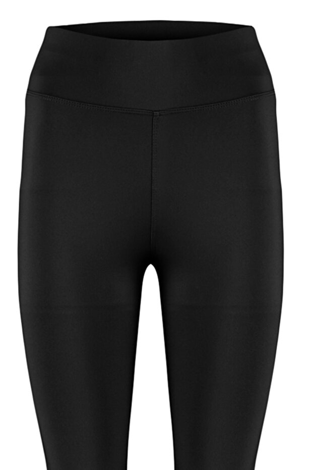 Siyah Toparlayıcı İspanyol Paça Yoga Örme Spor Tayt TWOAW23TA00018 - 7