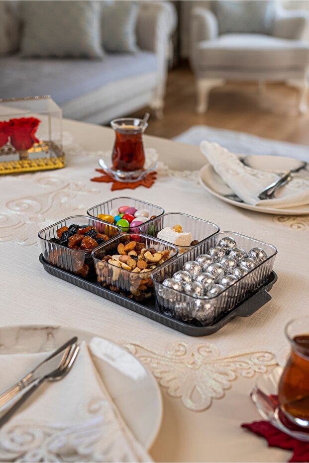 طقم إفطار مكون من 5 أقسام مع غطاء أكريليك (F-232)