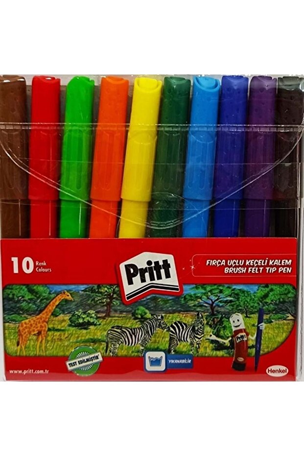 Fırça Uçlu Keçeli Kalem 10 Lu Set