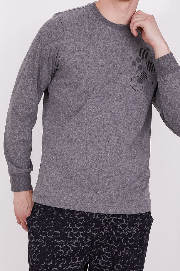Honeycomb Antramelanj Erkek Uzun Kol Pijama Takım - 8