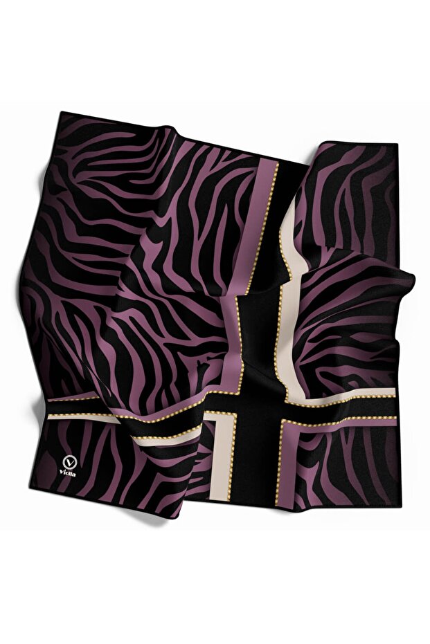 Women's Twill Scarf Black Lilac