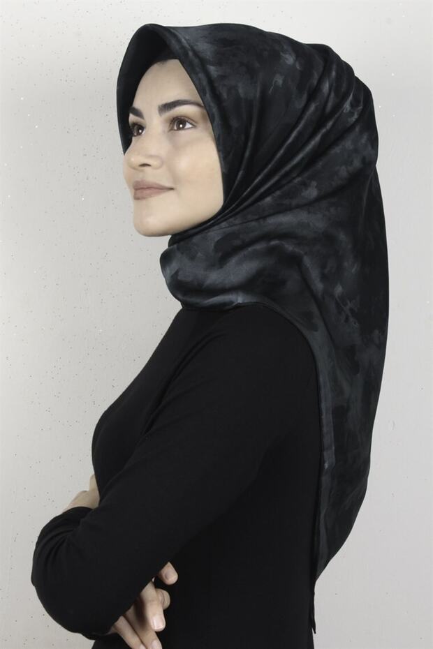 وشاح حريري عادي7208701-315 أسود مدخن