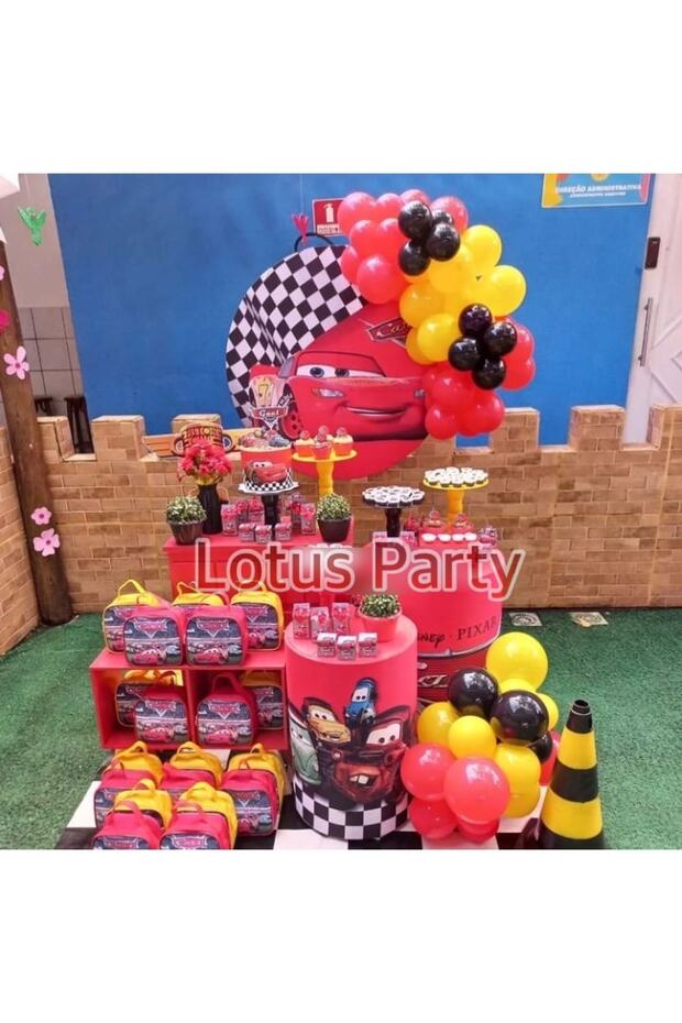 30 Lightning Mcquin Themed Balloon Set - ( Yellow - black - Red Balloon )