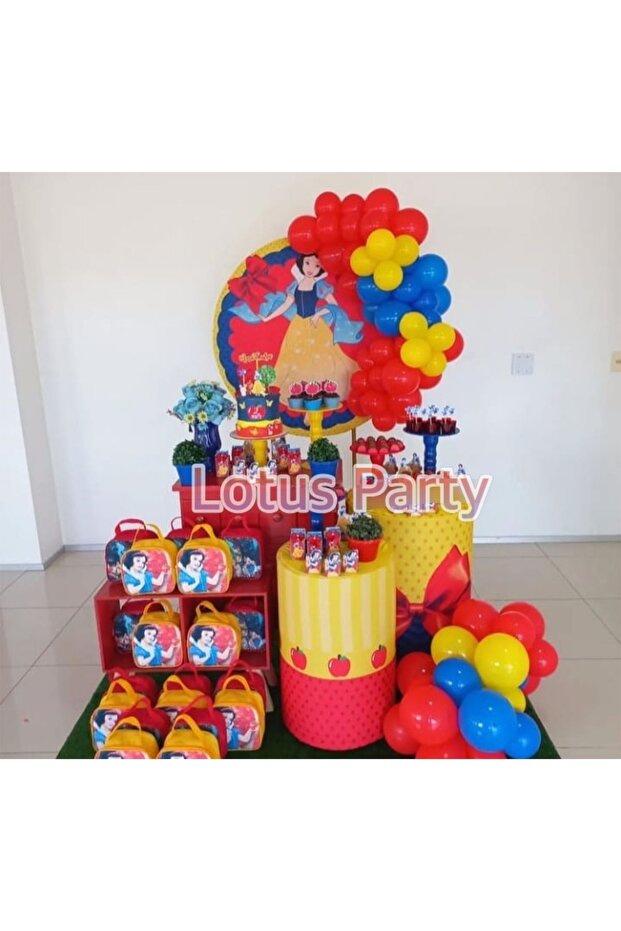 30 Pieces Snow White Themed Balloon Set - ( Yellow - Navy Blue - Red Balloon )