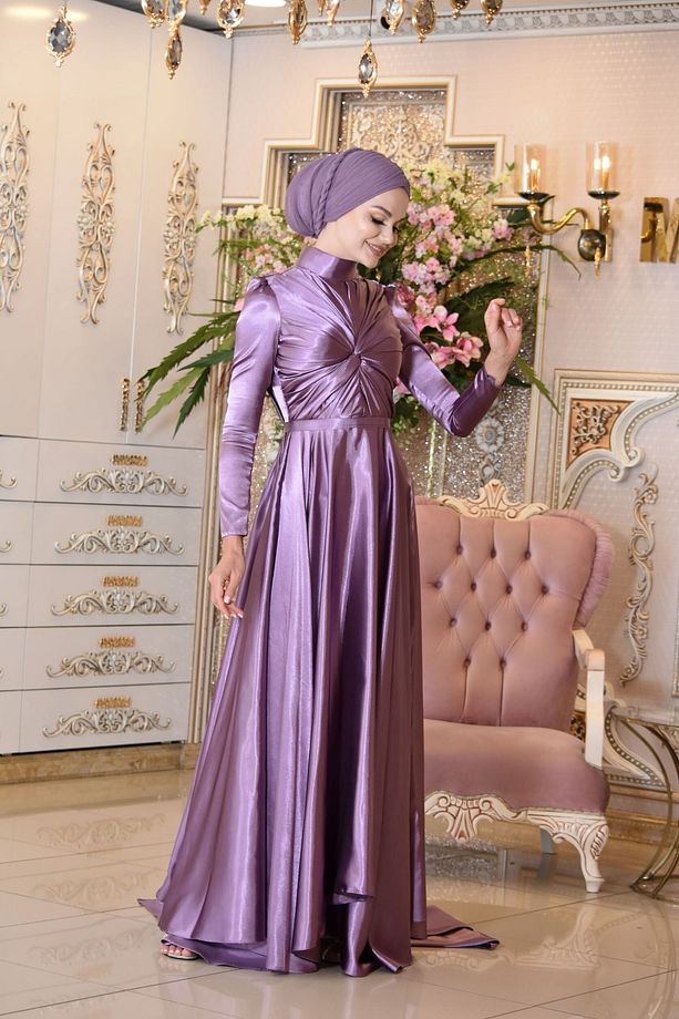 Sümbül Lila Abiye Elbise - 2