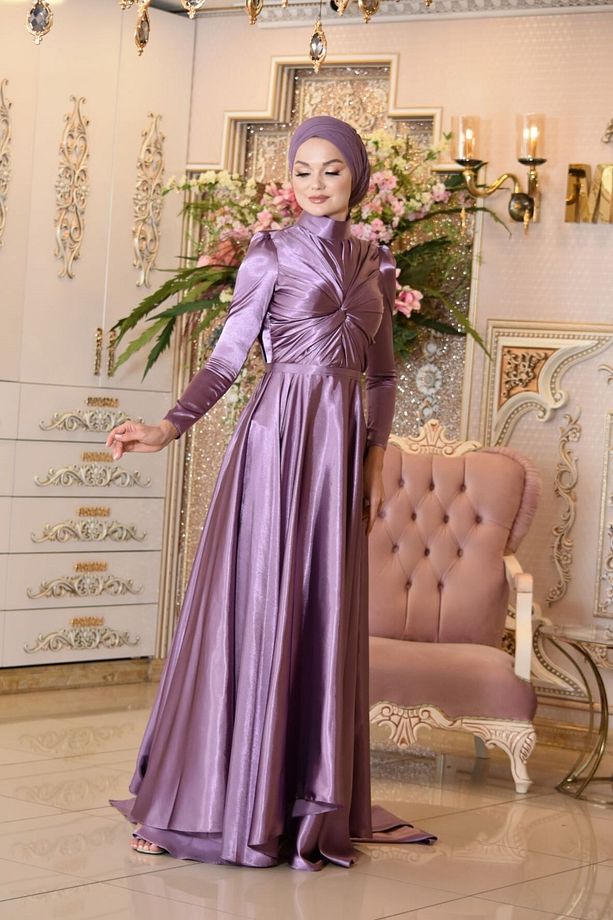 Sümbül Lila Abiye Elbise - 5