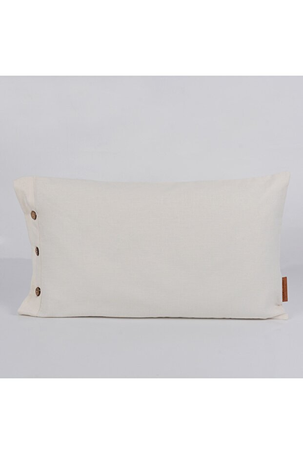 وسادة رمي من الكتان بأزرار - 1