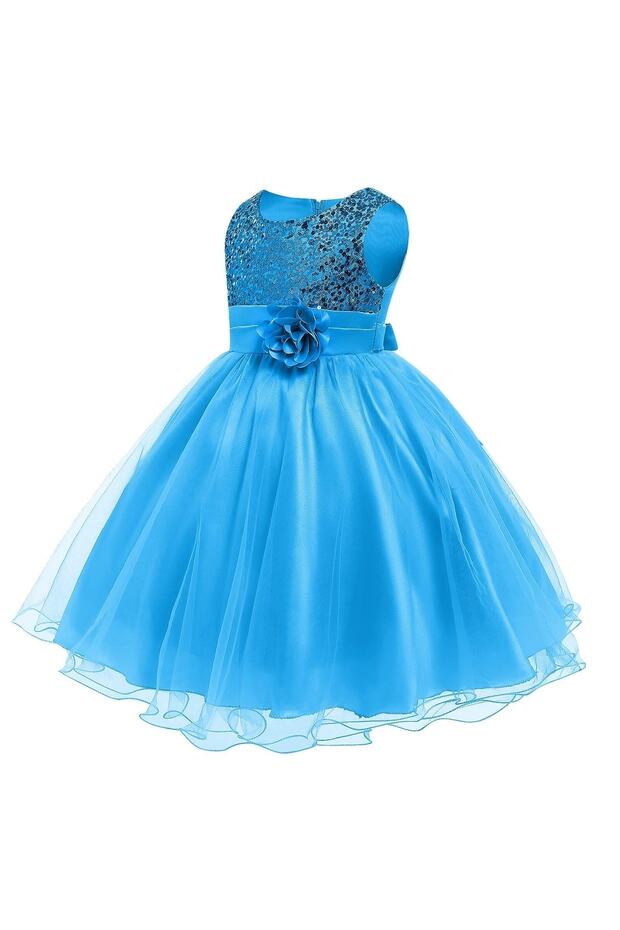 Kız Çocuk Pullu Payetli Abiye Elbise - 2