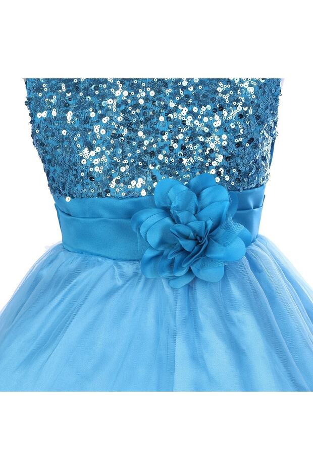 Kız Çocuk Pullu Payetli Abiye Elbise - 4