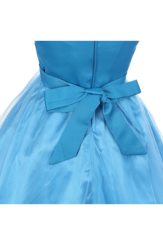 Kız Çocuk Pullu Payetli Abiye Elbise - 5