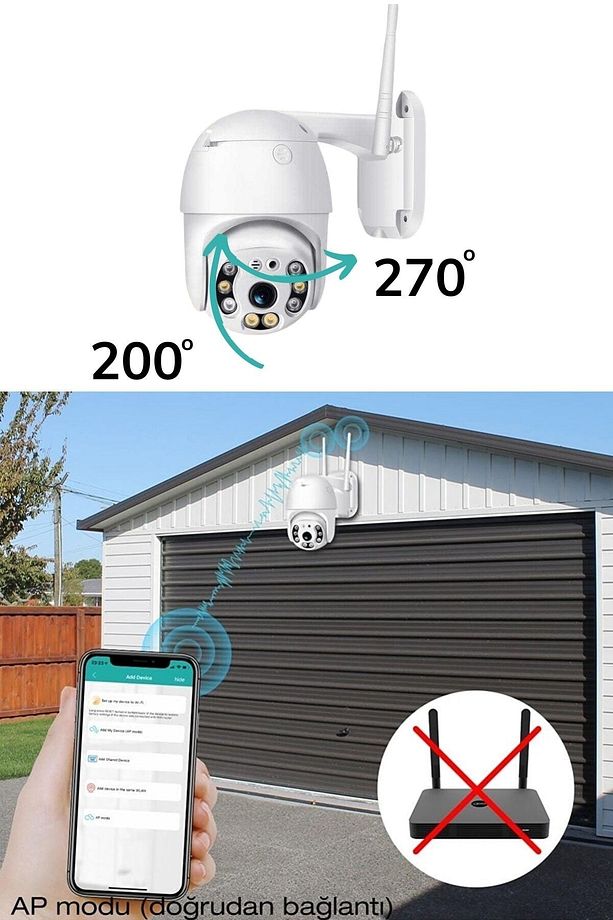 ® 2.0 Mp Hd Lens Iç Dış Mekan Suya Danıklı Ip Wifi Network Güvenlik Kamerası Wifi Kamera - 6