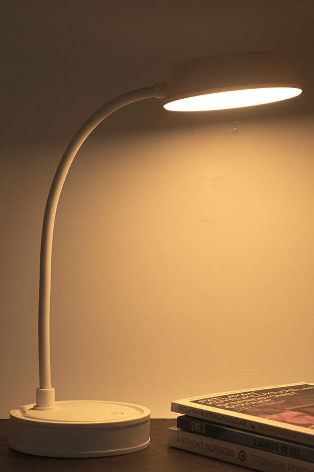 The Wlue Şarjlı Dokunmatik Led Çalışma Okuma Işığı Flexible Masa Lambası 3 Kademeli Beyaz