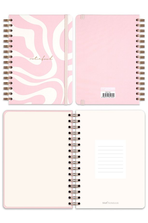 A5 15x21 Cm Spiralli Lastikli Kareli Tarihsiz Not Defteri Pembe - 7