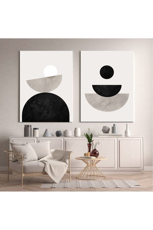 Soyut Temalı Dekoratif Kanvas Tablo 2'li (her Biri 70x100cm) Duvar Tablosu Ev Ofis Cafe Dekorasyon - 1