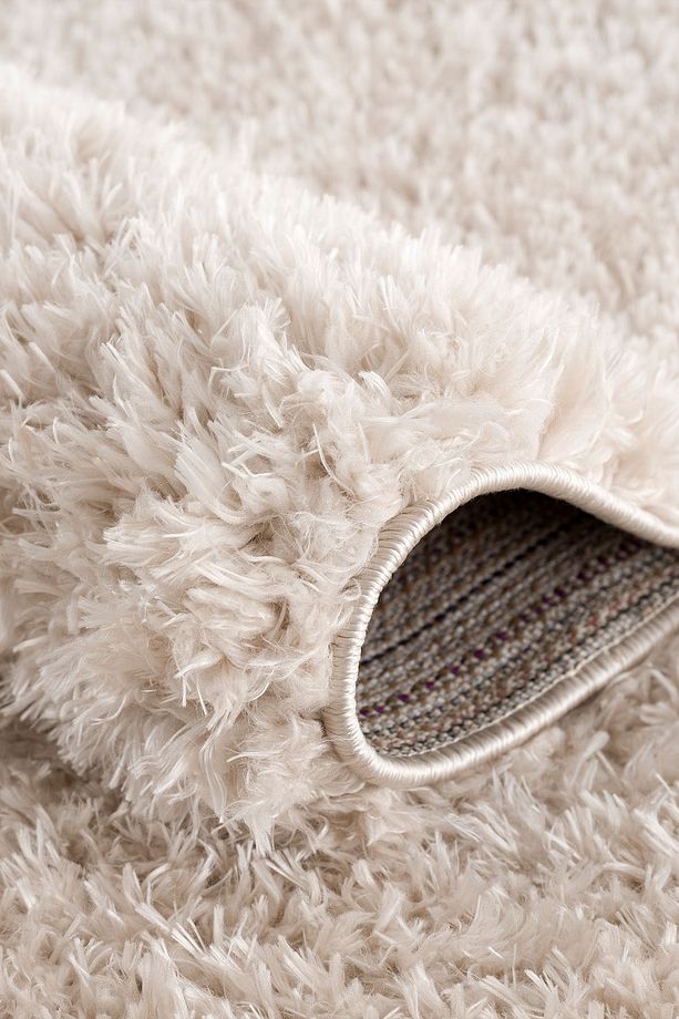 Açık Bej Yumuşak Post- Peluş Shaggy Modern Dokuma Halısı ( Oval Modeli) - 4