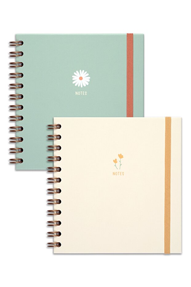 15x15 Cm Square Set of 2 Spiral Striped Undated Notepad Daisy - 6