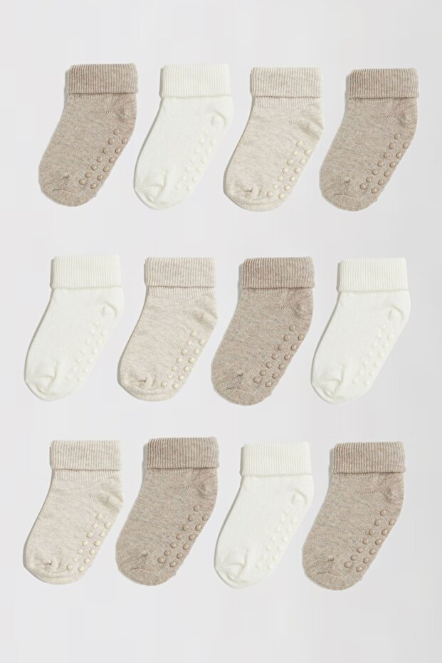 Pack of 12 Organic Cotton Anti-Slip Children's Socks