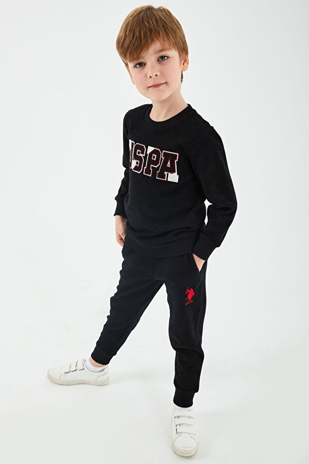 1169v1 Licensed Black Boy's Tracksuit Set