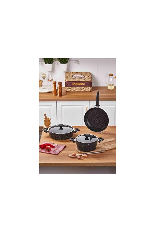 Ekonomik Granit 3lü Set Siyah - 1