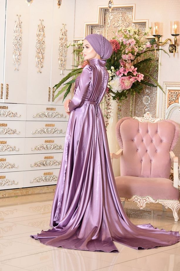 Sümbül Lila Abiye Elbise - 4