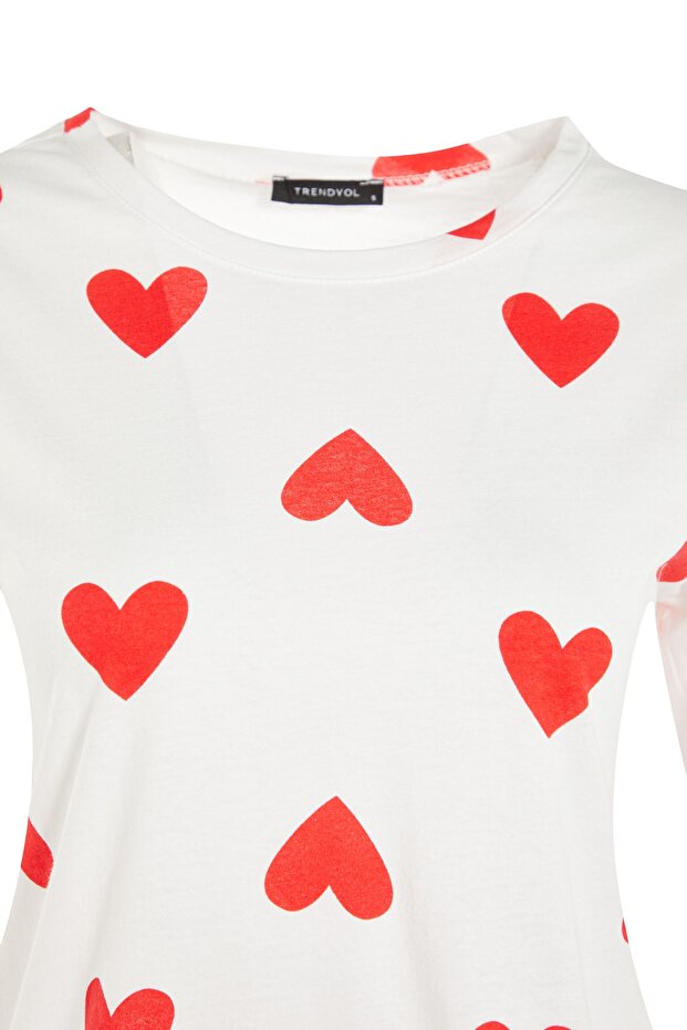 Beyaz %100 Pamuklu Kalpli Örme Pijama Takımı THMAW21PT0566 - 9