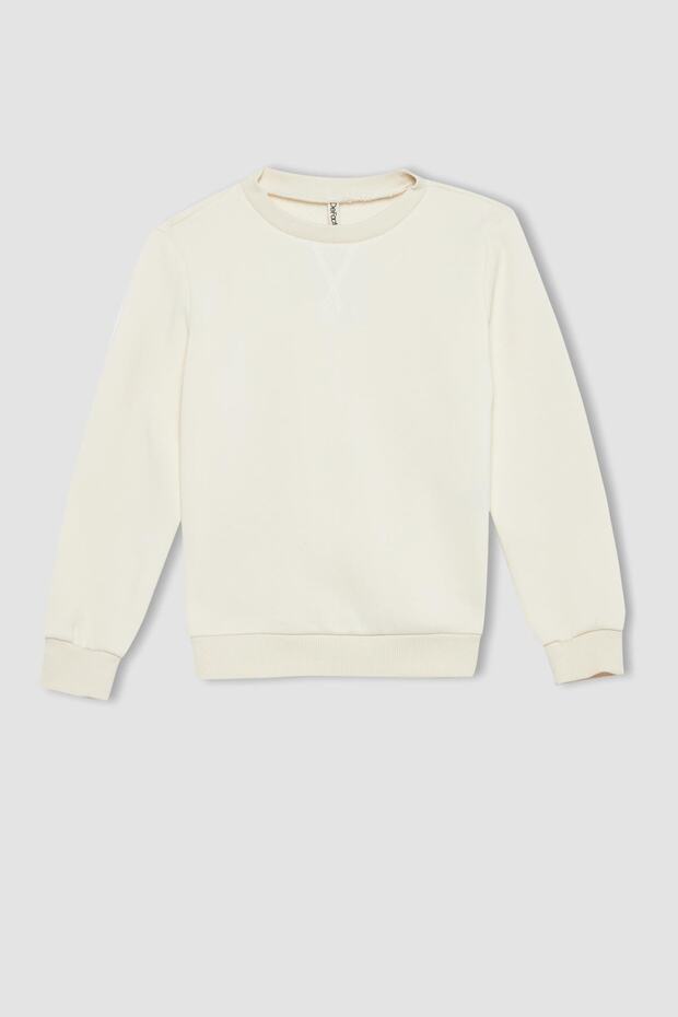 Girl's Crew Neck Soft Fuzzy Sweatshirt