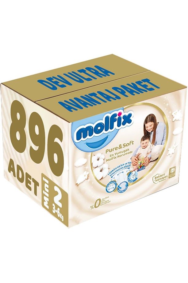 Pure&soft Bebek Bezi Beden:2 (3-6kg) Mini 896 Adet Dev Ultra Avantaj Pk - 1