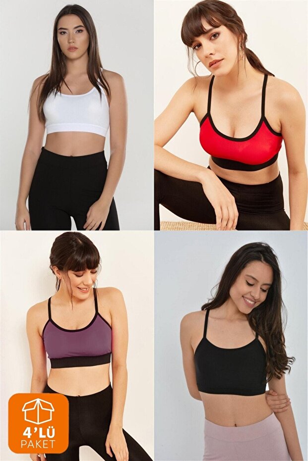 Women's Black 4-Piece Sports Bustier