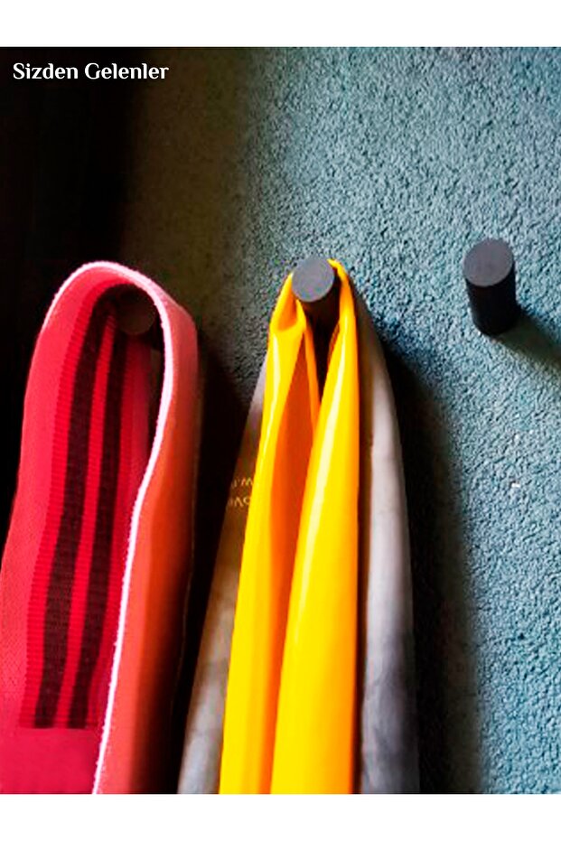 Ahşap Modern Duvar  Banyo Askılık 4 lü Set Dekoratif Askı  Siyah - 3