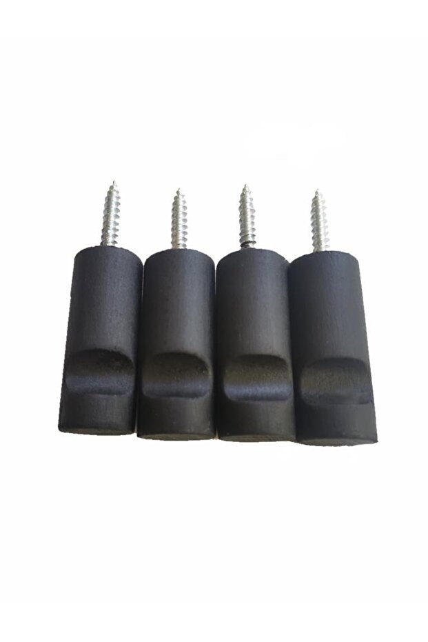 Ahşap Modern Duvar  Banyo Askılık 4 lü Set Dekoratif Askı  Siyah - 6