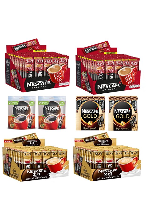 Three-in-One 48-pack (2 packs), Milky Frothy Coffee (2 packs), Stick Coffee 20-pack (4 packs)