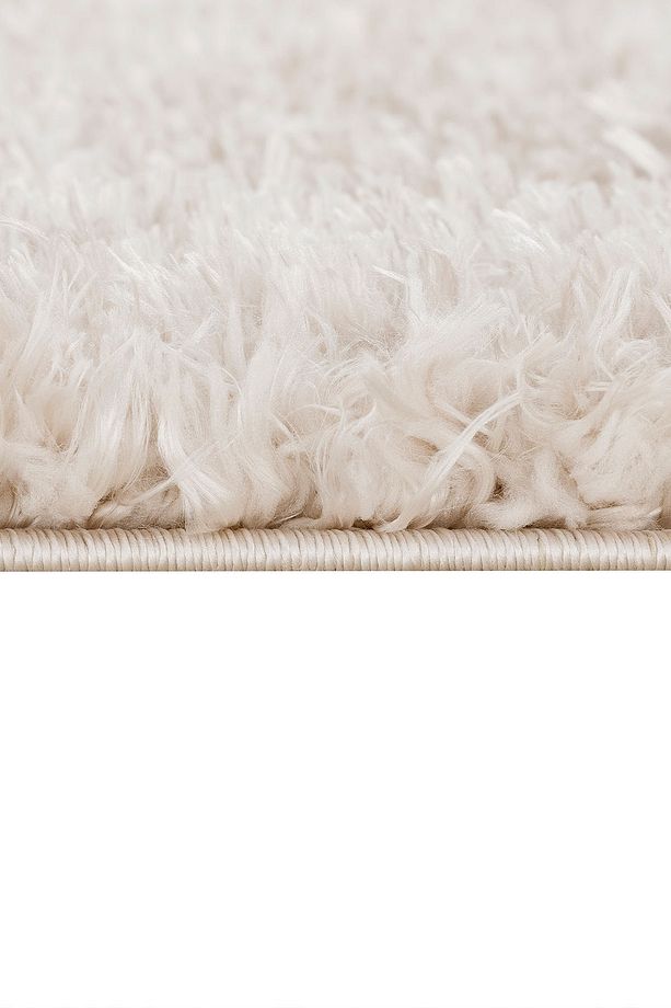 Açık Bej Yumuşak Post- Peluş Shaggy Modern Dokuma Halısı ( Oval Modeli) - 6
