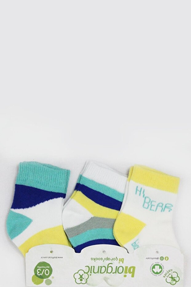 Biorganic Hi Bear Unisex Baby 3-Piece Socks 68401 Green