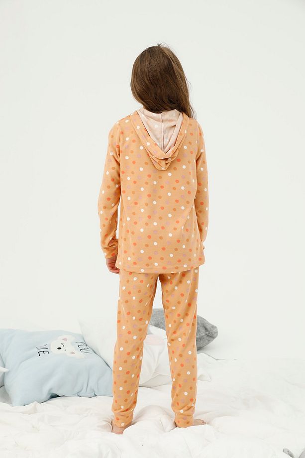 Kapüşonlu Alt Üst Polar Pijama Takım - 3
