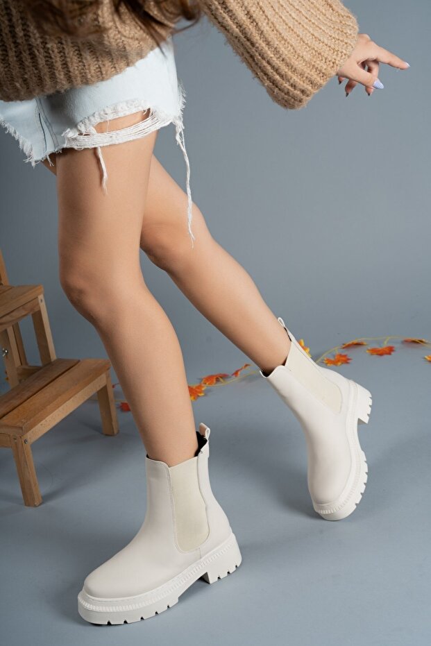 Extra Mat Bej Kadın Chealsea Bot 0012213 - 3