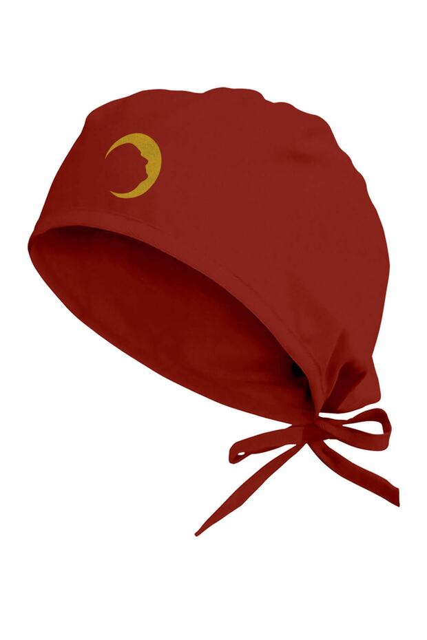 Gold Yellow Ataturk Silhouette Printed Surgical Bonnet Brick Color