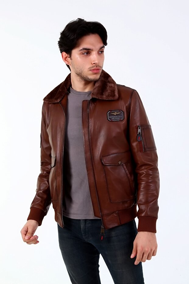 Erkek Hakiki Deri Pilot Mont - 2