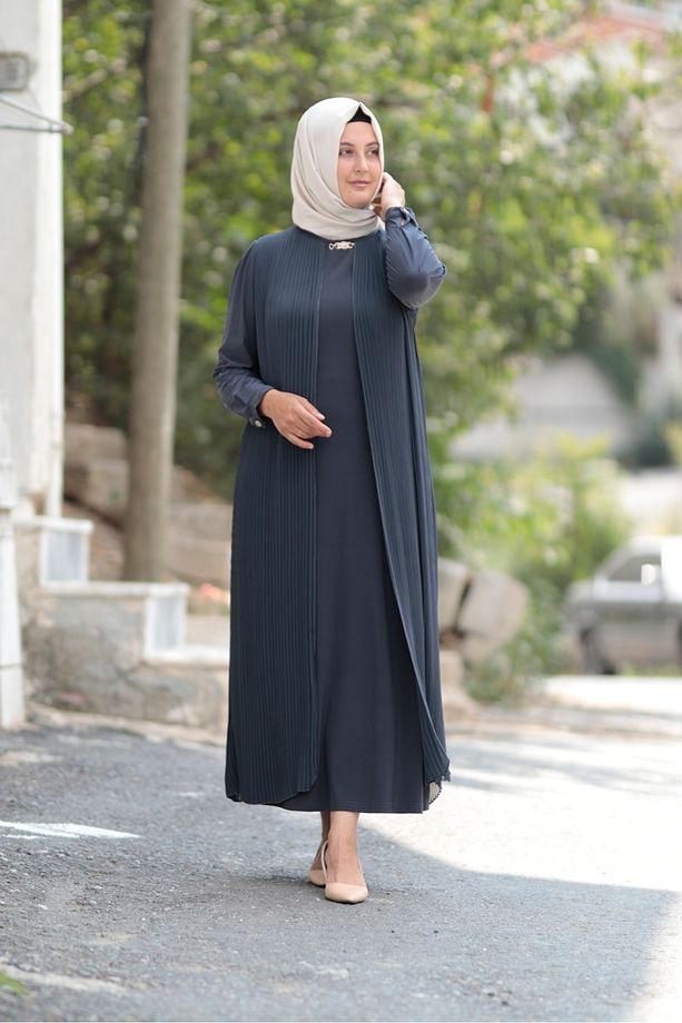 Piliseli Şifon Abiye Elbise - 1