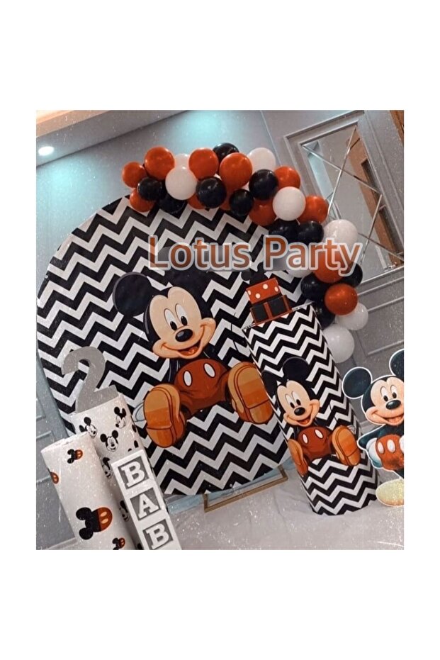 30 Pieces Mickey Mouse Themed Balloon Set - ( White - Black - Red Balloon )