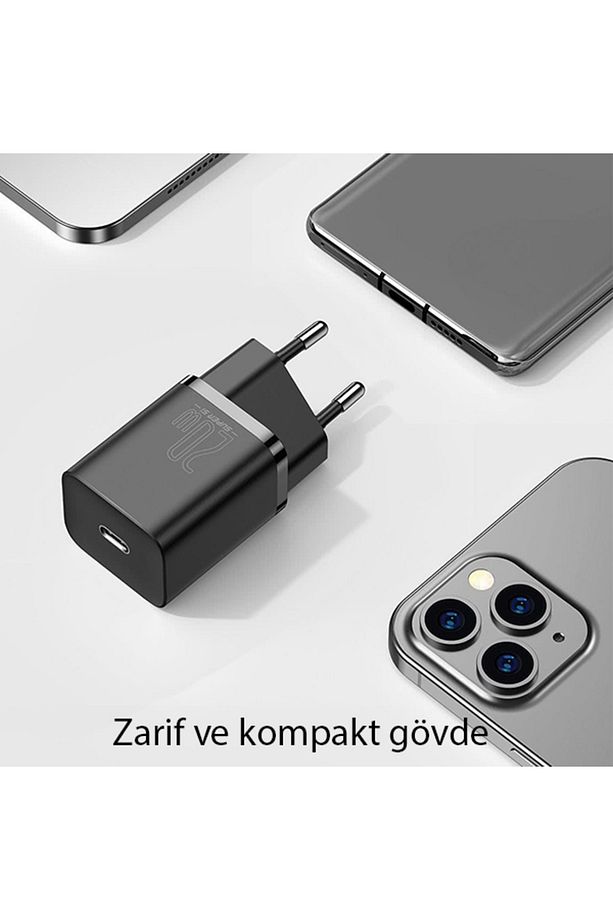 Super Si 1c 20w Hızlı Şarj Adaptörü + Type-c To Lightning Iphone 1m Şarj Kablosu Siyah - 4