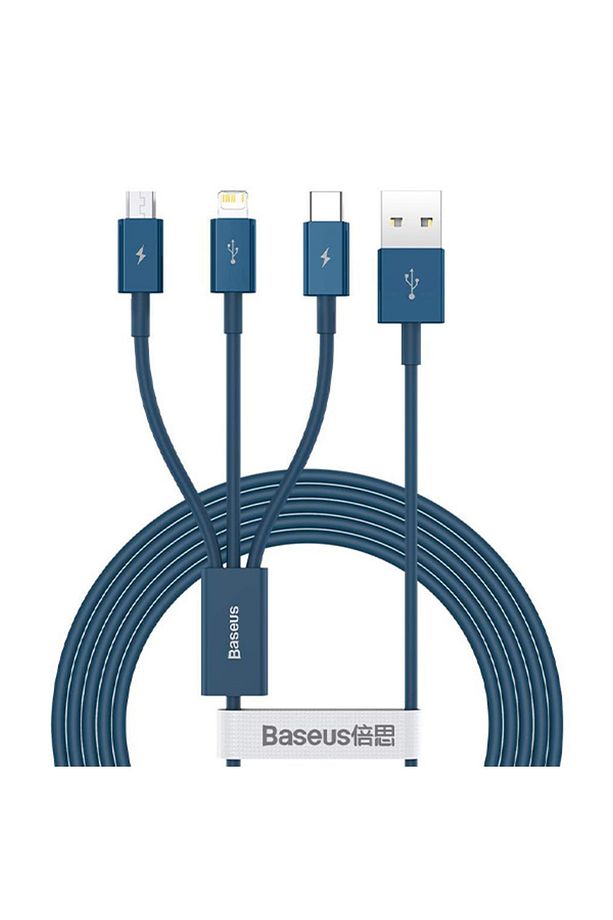 Superior Series (MİCRO LİGHTNİNG TYPE-C) Üçlü Hızlı Şarj Veri Kablosu 3.5a 1.5 Mt Bs-33909 - 1