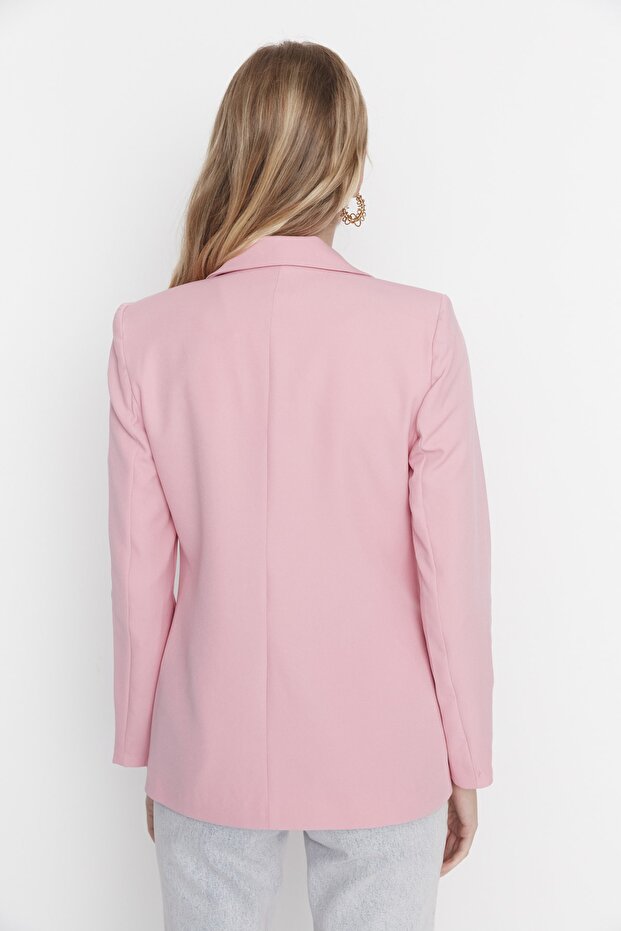 Różowa regularna podszewka tkana marynarka marynarka Twoss21Ce0137 - 7