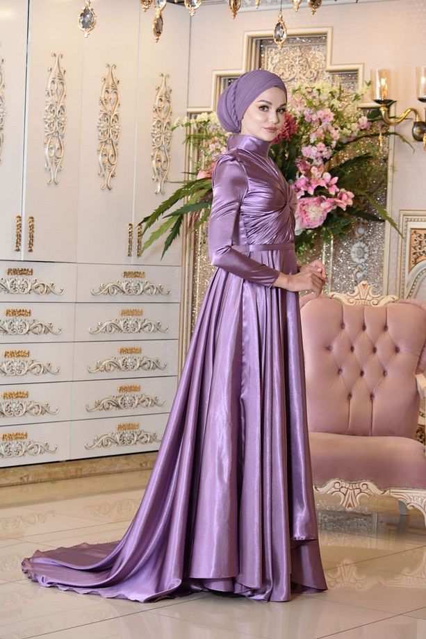 Sümbül Lila Abiye Elbise - 6