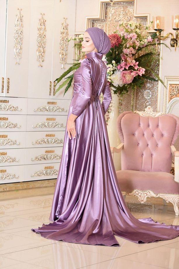 Sümbül Lila Abiye Elbise - 8