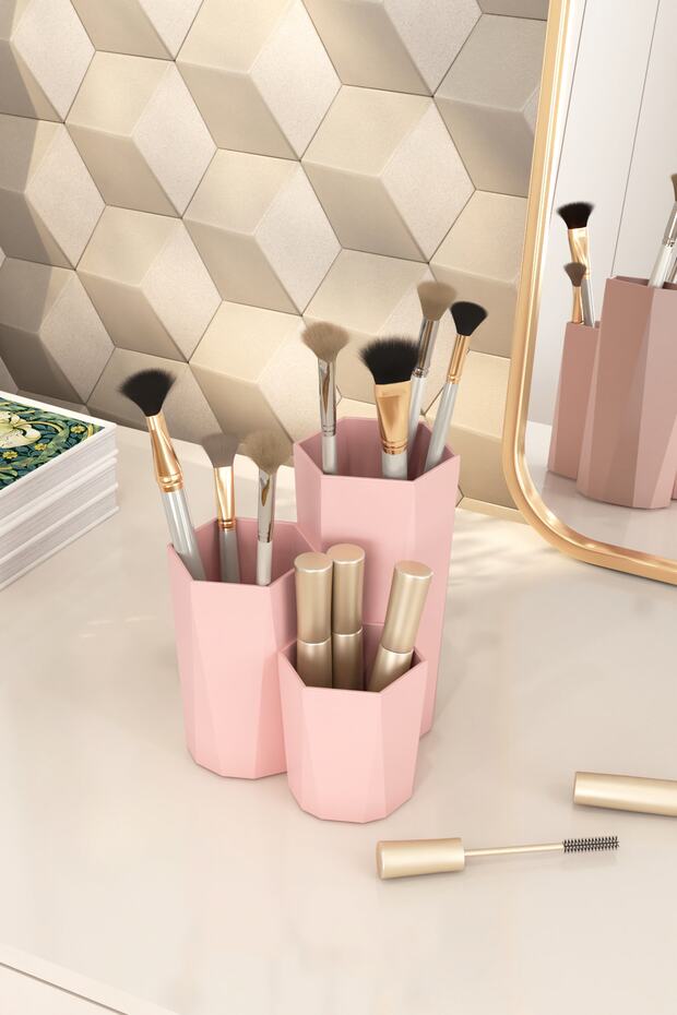 Makeup Organizer and Cosmetic Storage Box Organizer Set of 2 Powder Pink
